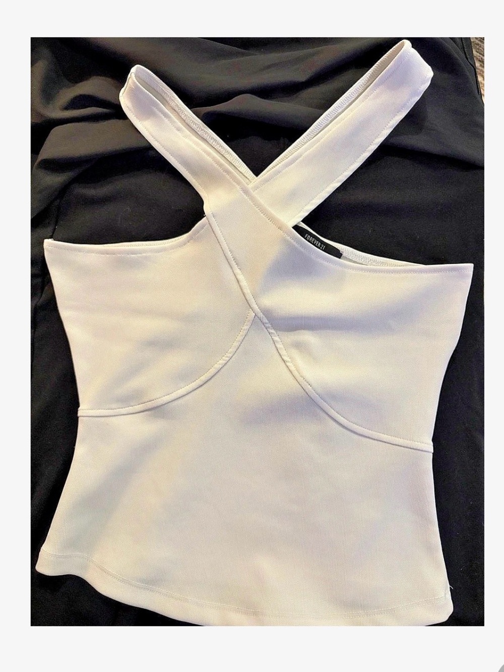 Forever 21 White Crossback Tank Top Size Med